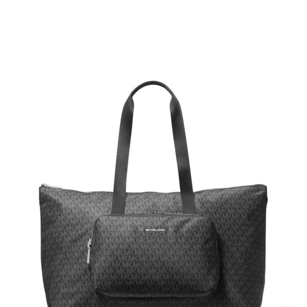 Bolso Michael Kors Tanner Grande Reversible Empacable Nailon Negro Herrajes Plateados 30T5STNT3C-001