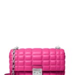 Bolsa Michael Kors Tribeca Grande Convertible con Cadena Cuero Herrajes Plateados Wild Berry