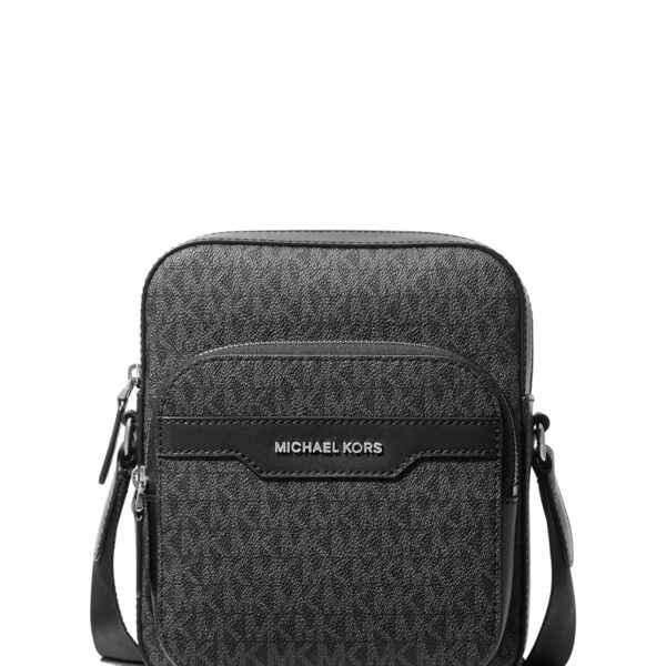 Bolsa de Vuelo Michael Kors Hudson Mini Doble Cremallera Tono Plata Negro 3 Litros