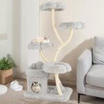 Árbol para Gatos PETSITE PTS10226CTPV 65 Pulgadas 4 Niveles Gris con Postes Rascadores de Sisal