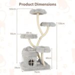 Árbol para Gatos PETSITE PTS10226CTPV 65 Pulgadas 4 Niveles Gris con Postes Rascadores de Sisal
