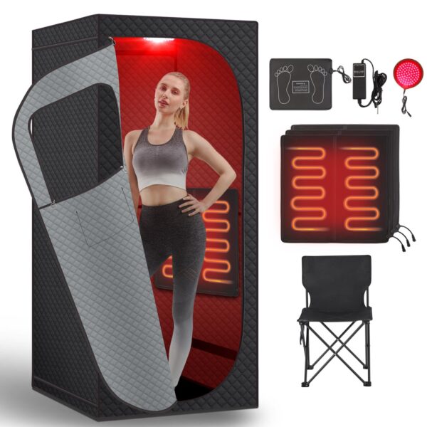 Sauna de Infrarrojos Lejanos RRGFB FUL-8618 con Terapia de Luz Roja Calentamiento de Cristal de Carbono 9 Niveles 5.9 x