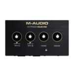 M-AUDIO Interfaz de audio M-Track Duo HD, micrófono de condensador M100 y auriculares de monitoreo de estudio HDH41 para