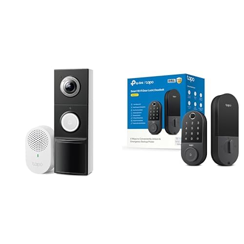Paquete de Seguridad para Puerta Tapo D225 Cámara de Timbre de Video 2K y DL110 Cerradura de Puerta Inteligente