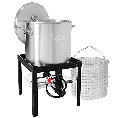 Kit de Caldera de Mariscos Creole Feast 100 Cuartos de Galón con Espumadera 36 Pulgadas y Quemador 100000 BTU