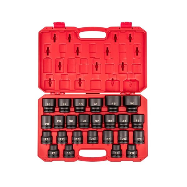 TEKTON Juego de llaves de vaso de impacto de 6 puntos poco profundos de 3/4 pulgadas con estuche, 25 piezas (0.669-1.969