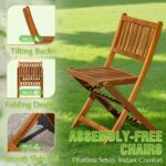 Juego de Comedor de Patio Greesum GS-LCW0326L8 5 Piezas Madera de Acacia Mesa Redonda Plegable 39.4 Pulgadas Marrón Clar