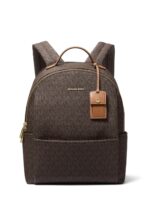 Mochila Michael Kors Sable Mediana Marrón Bellota Lienzo Estampado Herrajes Dorados