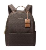 Mochila Michael Kors Sable Mediana Marrón Bellota Lienzo Estampado Herrajes Dorados