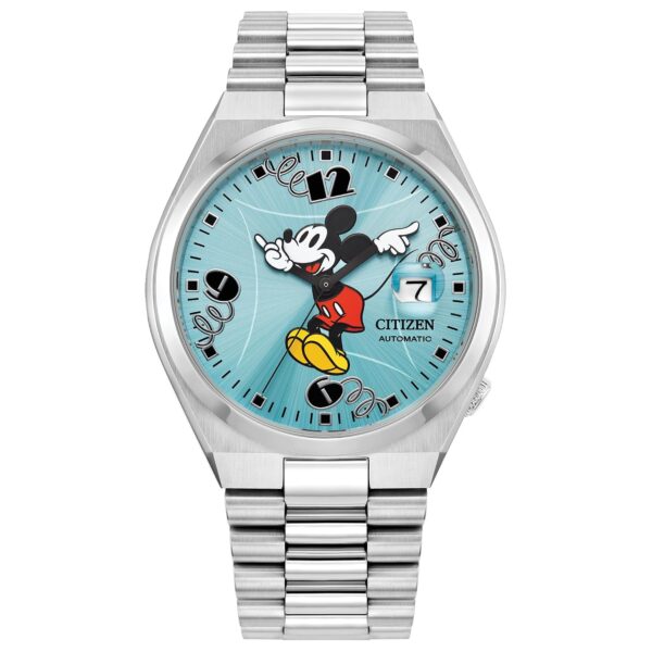 Reloj Citizen Tsuyosa Mickey Mouse NJ0156-50L Automático Esfera Azul Cielo Sunray Caja Acero Inoxidable 40mm