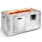 Mesa para Fogata SereneLife SLNFCNY78.6 50000 BTU Gas Propano Óxido de Magnesio 42x20x23.6 Pulgadas Gris