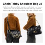 Bolso de Hombro Coach CAF53 Tabby Cadena Acolchada Cuero Esmaltado Negro