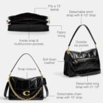 Bolso de Hombro Coach CAF53 Tabby Cadena Acolchada Cuero Esmaltado Negro
