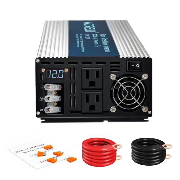 Inversor de Onda Sinusoidal Pura WZRELB SE4000W12V 4000 W 12V CC a 120V CA con Pantalla LED