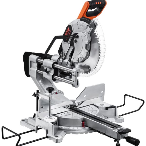 VEVOR Sierra ingletadora compuesta deslizante, hoja de 12 pulgadas, motor de 15 amperios, 60 dientes, sierra ingletadora
