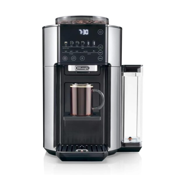 De'Longhi True Brew Cafetera de goteo, molinillo integrado, de una sola porción, de 8 a 24 onzas, café caliente o helado