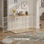 Mueble Jaula para Perros Lyromix Combination Dog Crate 3 Puertas 47.24 x 29.13 x 37.6 Pulgadas Madera de Ingeniería y Me