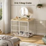 Mueble Jaula para Perros Lyromix Combination Dog Crate 3 Puertas 47.24 x 29.13 x 37.6 Pulgadas Madera de Ingeniería y Me