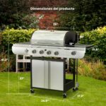 Parrilla de Gas Electactic JD-4A 4 Quemadores con Quemador Lateral Acero Inoxidable 42000 BTU