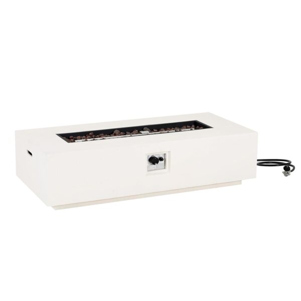 Mesa de Fuego Christopher Knight Home Aidan 327693 Rectangular de Propano 50000 BTU Acabado Blanco Hormigón Ligero Sin S