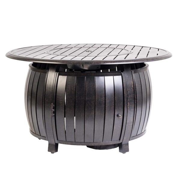 Mesa convertible de aluminio para fogata de gas Well Traveled Living 68045 55000 BTU acabado bronce antiguo 44 pulgadas
