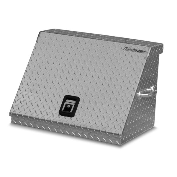 Montezuma Caja de herramientas triangular de acero resistente de 26" x 18" (aluminio, brite)