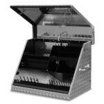 Montezuma Caja de herramientas triangular de acero resistente de 26" x 18" (aluminio, brite)