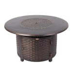 Mesa Convertible para Fogata de Gas Well Traveled Living 68061 55000 BTU Aluminio Tejido Acabado Bronce Antiguo Redonda