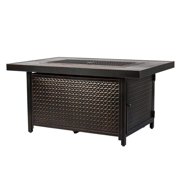 Hoguera de Gas Convertible Fire Sense Weyland 68072 55000 BTU Aluminio Acabado Bronce Antiguo Rectangular