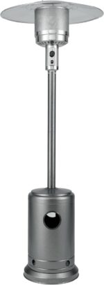 Calentador de Patio Fire Sense 68067 46000 BTU Platino Martillado con Ruedas