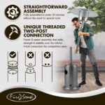 Calentador de Patio Fire Sense 68067 46000 BTU Platino Martillado con Ruedas