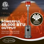 Calentador de Patio Fire Sense 68067 46000 BTU Platino Martillado con Ruedas
