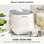 Arrocera GreenPan, 8 tazas cocidas (4 sin cocer), modo bajo en carbohidratos y sopa, 10 ajustes de cocción de un toque,