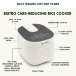 Arrocera GreenPan, 8 tazas cocidas (4 sin cocer), modo bajo en carbohidratos y sopa, 10 ajustes de cocción de un toque,