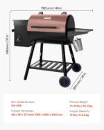 Ahumador Parrilla de Pellets de Madera VEVOR VA-456 8 en 1 456 Pulgadas Cuadradas Control Digital Sonda de Carne Negro