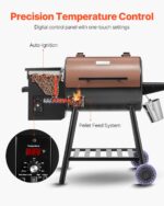 Ahumador Parrilla de Pellets de Madera VEVOR VA-456 8 en 1 456 Pulgadas Cuadradas Control Digital Sonda de Carne Negro