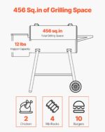 Ahumador Parrilla de Pellets de Madera VEVOR VA-456 8 en 1 456 Pulgadas Cuadradas Control Digital Sonda de Carne Negro