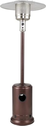 Calentador de Patio Fire Sense 68080 46000 BTU Propano Castaño Envejecido con Ruedas
