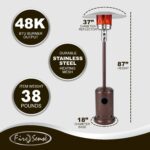 Calentador de Patio Fire Sense 68080 46000 BTU Propano Castaño Envejecido con Ruedas