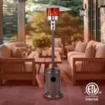 Calentador de Patio Fire Sense 68080 46000 BTU Propano Castaño Envejecido con Ruedas