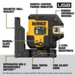 Kit de Base Láser Verde DEWALT DCLE14221GB Recargable USB 2 Spot y Cross Line