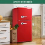 BINMIT - Minirefrigerador retro con congelador de 4.0 pies cúbicos, refrigerador pequeño con termostato ajustable de 7 n