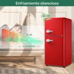 BINMIT - Minirefrigerador retro con congelador de 4.0 pies cúbicos, refrigerador pequeño con termostato ajustable de 7 n