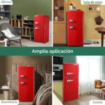 BINMIT - Minirefrigerador retro con congelador de 4.0 pies cúbicos, refrigerador pequeño con termostato ajustable de 7 n
