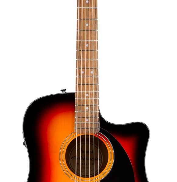 California Standard Redondo CE, Spruce Top, Guardamano Negro, Sunburst de 3 Colores