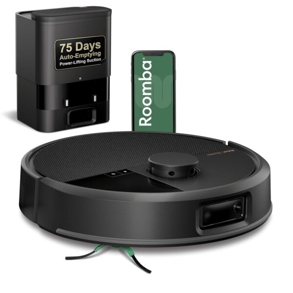 Robot Aspirador iRobot Roomba Plus 504 con Base Autovacía Cepillos de Goma Dobles Navegación LiDAR Negro