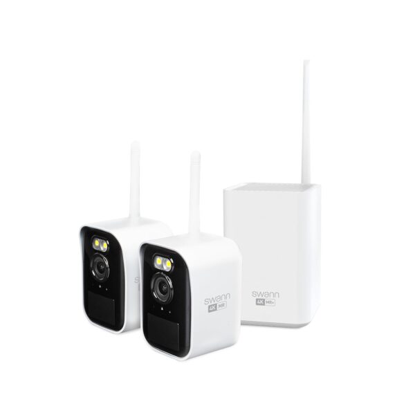 Swann MaxRanger Mini Kit 4K inalámbrico NVR sistema de seguridad 4K Kit de 4 cámaras, panel solar cargado para siempre,