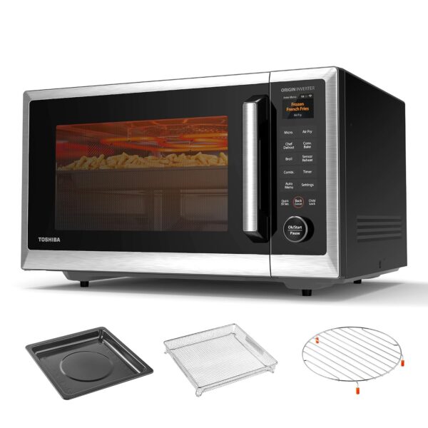 TOSHIBA OptiChef - Horno microondas de mostrador combinado con freidora de aire con pantalla a color de 2.4 pulgadas, te