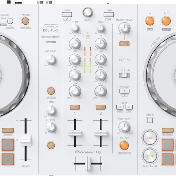 Pioneer DJ DDJ-FLX4 - Controlador DJ de 2 decks para rekordbox y Serato - Blanco, Edición Limitada