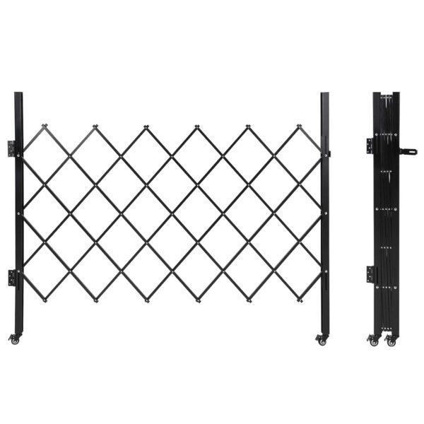 Puerta de Tijera de Seguridad GAOMON 71 Pulgadas de Ancho x 61 Pulgadas de Alto Acero Ruedas Giratorias 360 Grados con C